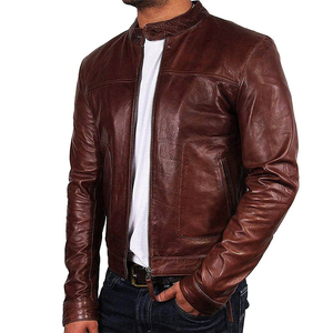 Blouson en cuir pakistanais pour homme, best-seller, avec col montant, en toile imperméable et respirante, vêtement d'extérieur d'hiver - Product Image 1