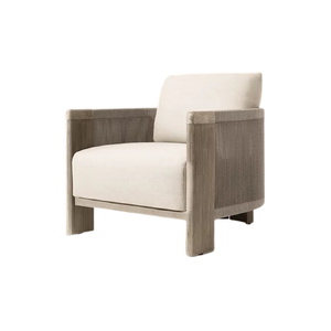 Sillón de Exterior Contemporáneo de Lujo, Panel de Cuerda Tejida a Mano con Teca Premium, Cojín Grueso y Suave, Asiento Profundo y Cómodo - Product Image 1