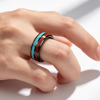Bague en carbure de tungstène avec incrustation turquoise et bois de baril – Alliance de mariage unisexe, ajustement confortable, bijou de fiançailles et de promesse