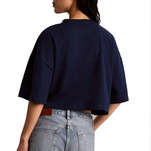 Fabricant de vêtements amples – T-shirt court uni respirant pour femme, idéal pour l'été, la gym et le sport, grande taille, épaules tombantes - Product Image 2