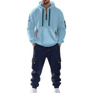 Chándal deportivo informal de invierno para hombre, chándal de forro polar, 100 % algodón, tela elástica, cómodo y elegante, para fitness y deportes al aire libre - Product Image 5