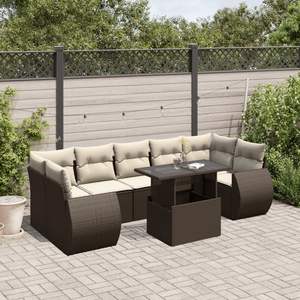 Ensemble de canapés de jardin modulaires en rotin PE brun réglable - Product Image 1