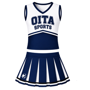 Ensemble d'uniformes de cheerleading bleu marine, haut sans manches à col en V, jupe plissée, pour équipe sportive, performance de danse, entraînement, compétition - Product Image 1