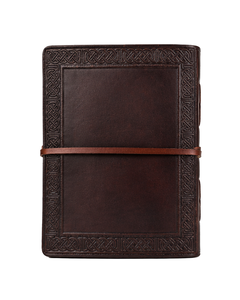 Leather <b>Journal</b> with Embossed Tree of Life Design – Dark Brown Celtic Bound Vintage Diary with Wraparound Strap Closure 7X5inch - Product Image 4