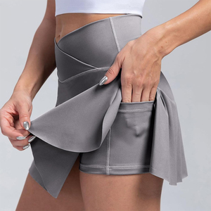 Best Quality Ladies Sports <b>Double</b> Layer Skirts Adjustable Waste Front Logo Breathable Moisture Wicking Women's Tennis Skirts - Product Image 3