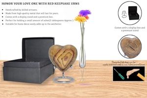 Modern <b>Wooden</b> <b>Heart</b> Keepsake Funeral Cremation Urn Memorial Ash Container Featuring Stylish Decorative Exterior Design - Product Image 4