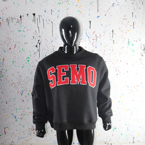 Sudadera Negra con Cuello Redondo SEMO, Oversize, de Felpa, Unisex, Casual, Otoñal, con Diseño de Letras en la Parte Delantera CLUSH SPORTS - Product Image 2