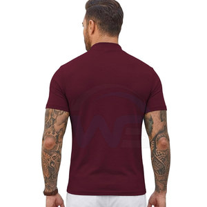 Prix de gros T-shirt homme à col montant en mélange de coton doux à manches courtes, haut décontracté et tendance, coupe confortable, vêtements personnalisés - Product Image 2