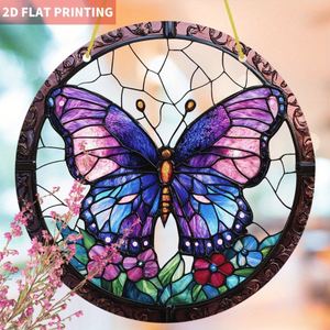 CIFbuy Acchiappasole in Acrilico Trasparente ad Alta Definizione con Farfalle e Fiori Viola, Decorazione per Finestre e Giardino - Product Image 3