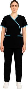 Unisex V Neck Medical <b>Scrubs</b> <b>Top</b> Pants Set Professional Hospital <b>Scrubs</b> Uniform Custom Logo Polyester/Cotton Knitted Fabric - Product Image 2