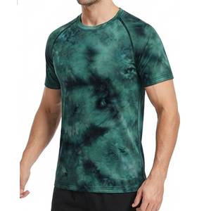 Camiseta Deportiva de Compresión de Manga Corta con Estampado Tie-Dye para Hombre, Cuello Redondo, Corte Ajustado, Secado Rápido, Tejido de Poliéster, Largo Regular - Product Image 6