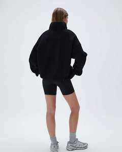 Custom High Quality Best Sweatshirts Manufacturer Women's Oversized Half <b>Zipper</b> Sweatshirts Cotton Fleece Drop Shoulder Pullover - Product Image 2