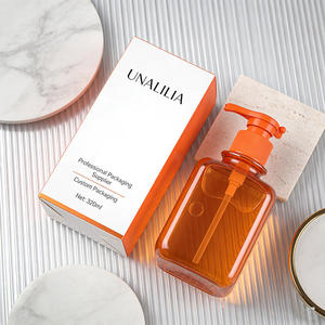 Wholesale 320ml Orange PET Plastic Square <b>Pump</b> <b>Bottle</b> for Lotion Hand Soap Body Oil Skincare Custom Cosmetic Packaging Container - Product Image 2