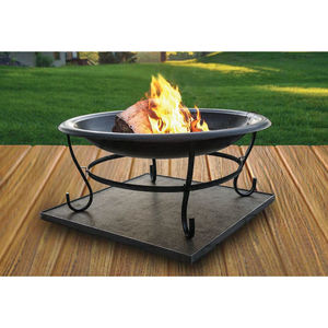 Brasero de Leña Redondo de Acero con Diseño Elegante para Jardín o Patio Exterior, Portátil, con Acabado Negro y Soporte Elevado - Product Image 1