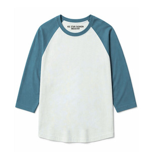 T-shirt pour homme de haute qualité, col rond, décontracté, coupe ajustée, manches contrastées, raglan, 100% coton - Product Image 2