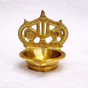 Festive Brass Diya Vintage Design Oil Lamp Ethnic Style Diwali <b>Mandir</b> Home Decor - Product Image 4