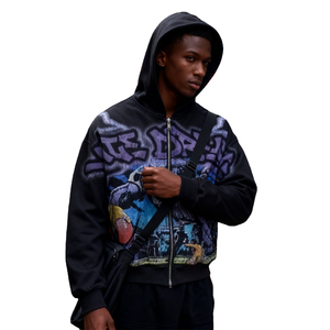 Custom Vintage Washed Distressed <b>Zip</b> <b>Up</b> <b>Hoodie</b> for Men 100% Cotton Breathable Autumn <b>Graphic</b> Hooded Sweatshirt - Product Image 5