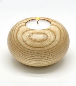 Portavelas redondo de madera, perfecto para decoración del hogar, mesas de comedor, espacios de meditación - Product Image 1