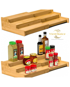 VietChoice Bamboo Storage <b>Rack</b> Rectangular Three-Layer Expandable Size Modern Standing Type for <b>Kitchen</b> Spice Organizer - Product Image 4