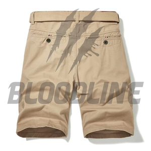 BLOODLINE Men's Cargo Shorts Solid Gray <b>Mid</b> Waist Quick Dry Bermuda Workwear Style with Multiple Pockets - Product Image 2