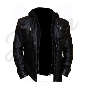 Chaqueta de Cuero para Hombre con Logotipo Personalizado, Chaqueta de Motero de Invierno de Primera Calidad, Abrigo de Cuero de Invierno al por Mayor, Proveedor Mayorista - Product Image 1