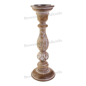 Handcrafted Wooden Antique Luxury Wedding Home Decorating <b>Candle</b> <b>Stand</b> Mango Wood <b>Candle</b> Holder Pillar at Good Price - Product Image 4