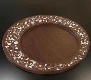 Bandeja de madera de calidad premium para exportación con arte artesanal de nácar, artículo decorativo de lujo para servir. - Product Image 5