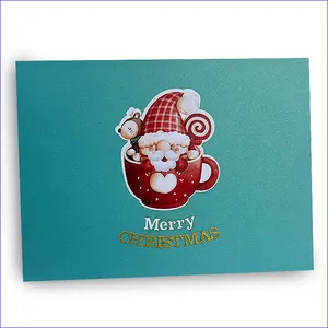 High Quality 3D Pop Up Greeting Cards Paper Popup Gift Card Greeting Cards 3D Popup With Envelope X'mas Santa Clause - GC32