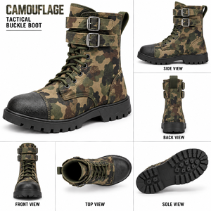 Zapatos tácticos de cuero de caña alta, cómodos, para entrenamiento y uso diario, fabricación de seguridad, calidad de exportación. - Product Image 1