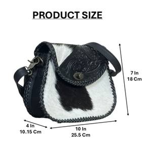Sac bandoulière en cuir de vachette véritable, motif floral, fait main, style western, bohème, réglable, pour femme, collection 2026 - Product Image 2
