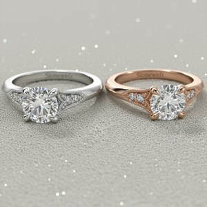 Anillo de Compromiso con Diamante Cultivado en Laboratorio, Chapado en Oro Rosa de 14K, Corte Redondo, Estilo Vintage, Anillo de Novia con Certificado - Product Image 4