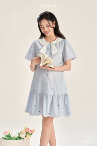 Vestido de Maternidad B2 MUM V1434 de Lino Suave, Tejido Transpirable Ecológico, Detalle de Lazo, Silueta en A, Cintura Elástica Ajustable - Product Image 5