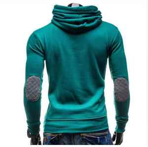 Sweat-shirt à capuche en tricot pour homme, couleur unie, coupe ajustée, décontracté, à manches longues, vert, en coton, pour l'automne - Product Image 4