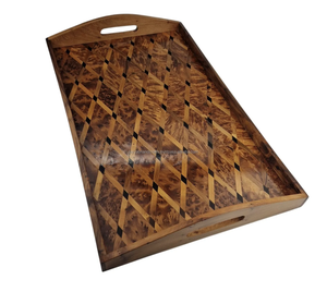 ถาดไม้อะคาเซียแบบแข็งดีไซน์แบบดั้งเดิมถาดเสิร์ฟขนาดเล็กจานสำหรับจัดเลี้ยงในห้องครัวที่บ้านแกะสลักด้วยมือ - Product Image 4