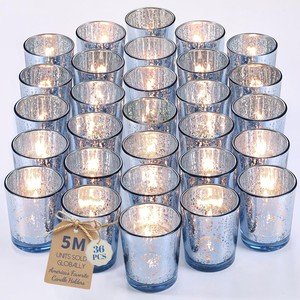 Aqdus Saleem Mercury Glass Votive <b>Candle</b> Holders <b>Bulk</b> Wholesale-36 Pack Silver Handmade Oval - Product Image 4