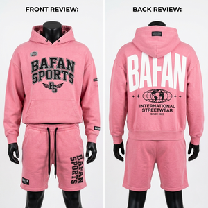 Ensemble sweat à capuche et short pour homme, 300 GSM, coton polyester, tissu polaire respirant et doux, rose, logo imprimé personnalisé - Product Image 3