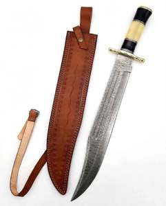 Handcrafted Damascus Steel Decorative Utility Tool <b>Bone</b> & Horn <b>Handle</b> Display Showpiece - Product Image 1