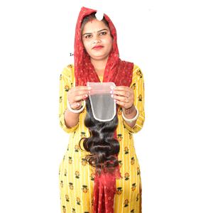 Extensiones de Cabello Remy HD 4*4 de Alta Calidad, Ondas Naturales, Suaves y Sedosas, con Cutícula Intacta, Doble Trama a Máquina, Venta Directa de Fábrica India - Product Image 3