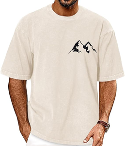 T-shirt unisexe oversize à manches courtes en coton 100% 250G, couleur unie, effet délavé, grande taille, design pour hommes, vente en gros - Product Image 1