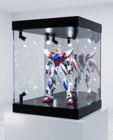 Éclairage LED moderne autoportant 2026 pour vitrine de présentation de jouets en plastique avec étagère en verre acrylique transparent, designs personnalisés, Super Mall Easy