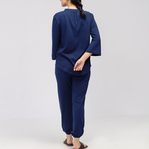 Ensemble de vêtements de détente pour femmes en coton, coupe ample, style été, chemises et pantalons de jogging pour adultes et filles - Product Image 3
