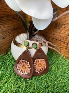 ต่างหูหนังแกะสลักมือสไตล์ตะวันตกสินค้ามาใหม่ต่างหูรูปหยดน้ำตาสุดน่ารักสำหรับผู้หญิงเครื่องประดับแฟชั่นหนัง - Product Image 5