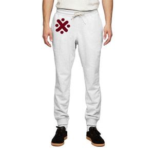 Men's <b>White</b> Embroidered Sweatpants With Red Logo Elastic Waist Drawstring Casual <b>Joggers</b> Midweight Cotton Autumn Wear - Product Image 1
