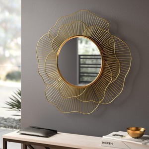 Espejo de Pared Redondo Ajustable con Marco de Latón Dorado Contemporáneo, Hecho a Mano, sin Marco, sin Necesidad de Electricidad, para Diseño de Interiores - Product Image 4