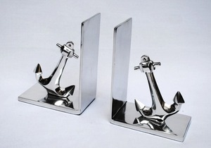 Nautical Anchor Metal Bookends Silver Finish Durable Design Decorative <b>Book</b> Holder Set for Shelf Desk Home Office <b>Decor</b> Gift - Product Image 3