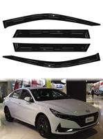 GCS Hyundai Elantra/I30 2021-On - Ensemble de 4 déflecteurs de vent transparents en acrylique noir mince pour fenêtres de voiture