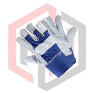 Gants de travail bleu beige résistants aux déchirures, respirants, antistatiques, avec paume en cuir pour une meilleure adhérence, anti-impact, anti-coupure, anti-chaleur, pour la lutte contre les incendies - Product Image 4