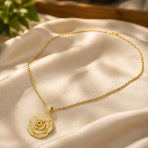 Collier pendentif breloque fleur de rose plaqué or blanc, serti de moissanite VVS1, bijoux hip-hop, cadeau - Product Image 4