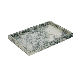 Plateau de service rectangulaire en marbre blanc artisanal avec poignées, décoration moderne pour la maison, plateau en marbre classique pour table basse - Product Image 3