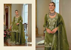 Nuevo Conjunto de Palazzo de Seda Chandniya Pura con Bordado Rico y Elaborado, Diseño Étnico, Kurta y Palazzo para Fiestas - Product Image 6